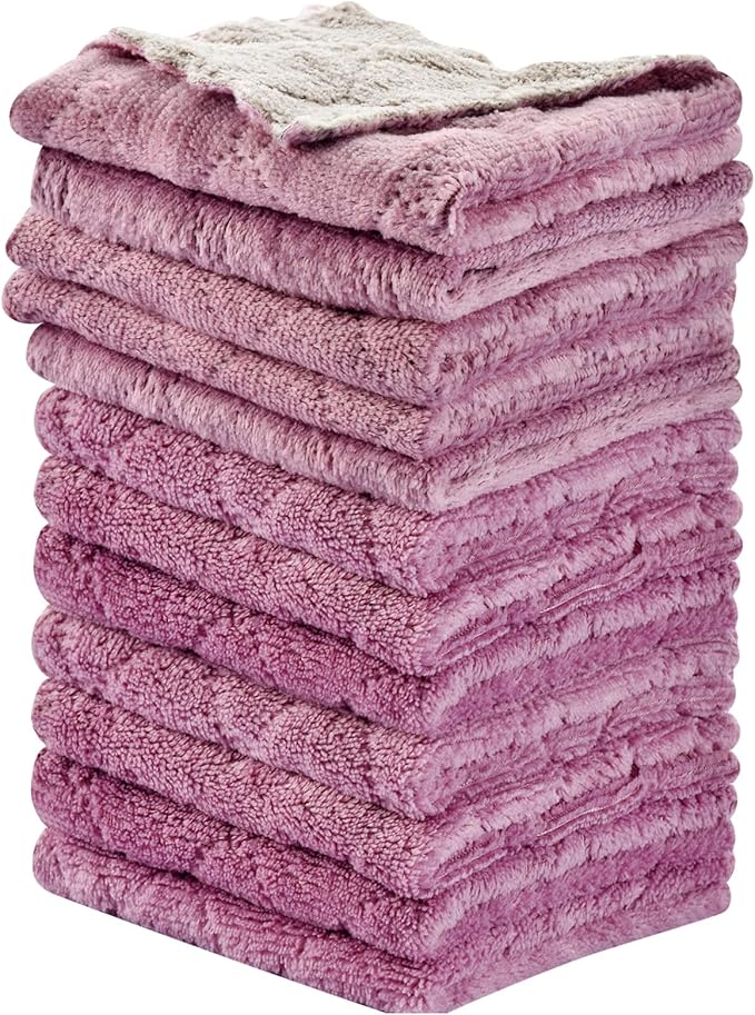OstWony 12PCS Kitchen Towels Dish Towels, Multipurpose Reusable Dish Cloths, Double-Sided Microfiber Cleaning Rags for Furniture, Tea, Bowl, 10x 6 inch