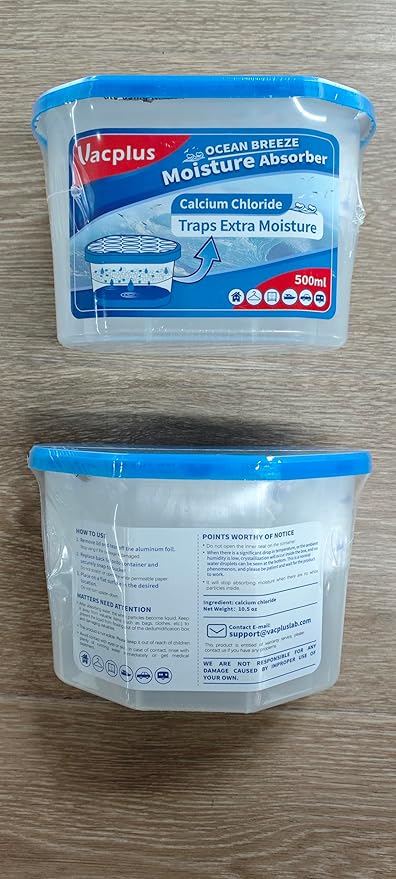 Vacplus Moisture Absorbers 6 Pack, Portable Humidity Absorber Boxes for Your Bathroom, Closet & Car, Dehumidifier with Ocean Fragrance, 10.5 Oz