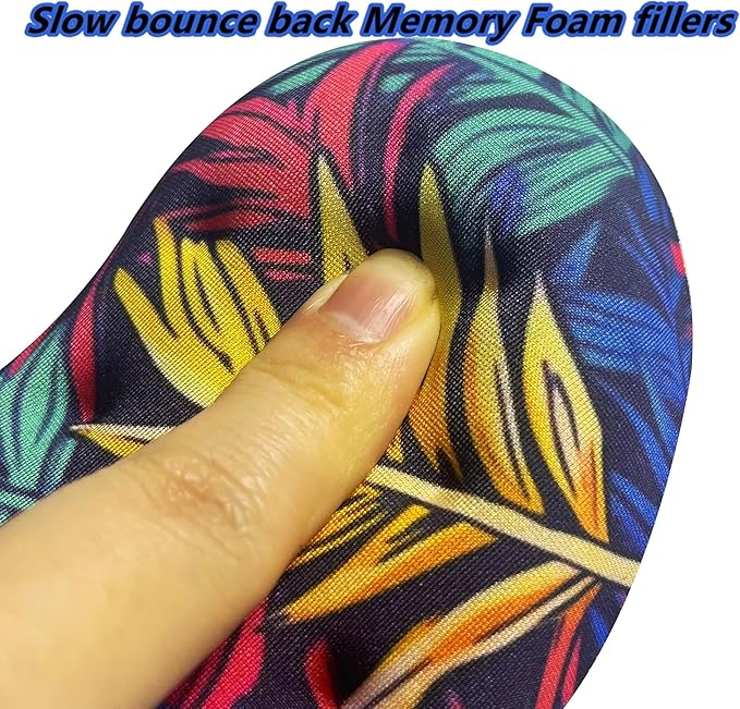 BRILA Ergonomic Memory Foam Mouse Wrist Rest Support Pad Cushion for Computer, Laptop, Office Work, PC Gaming - Massage Holes Design - Wrist Pain Relief (Vibrant Plants)