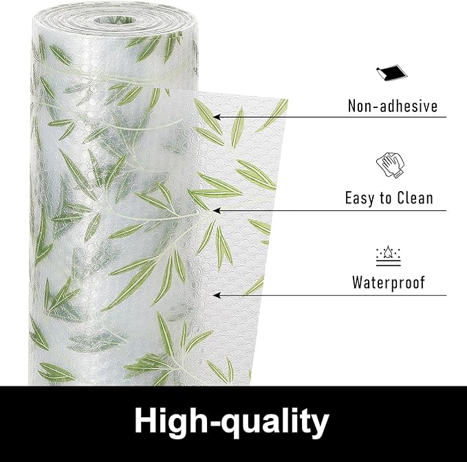 CooyesFridge Liners Shelf Liner for Kitchen Cabinets Refrigerator Liners Waterproof & Oil-Proof Kitchen Cupboard Liner Non Adhesive Drawer Mats EVA Material for Shelves（11.8" W x 360" L）