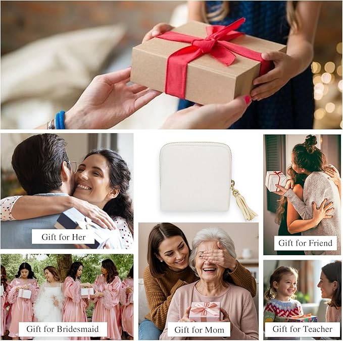 Stratalife Travel Jewelry Case Organizer for Women Portable Jewelry Box with Small Pouches for Gemstones Healing Crystal Bracelets, Necklace Bangles Storage, Pendants Ring Holder Zipper, White Tassel