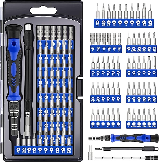 XOOL 62-in-1 Precision Screwdriver Kit, 58 Magnetic Bits, Flexible Shaft & Extension Rod, Electronics Repair Tool for Phone, Laptop, PC, Tablet, Game Console