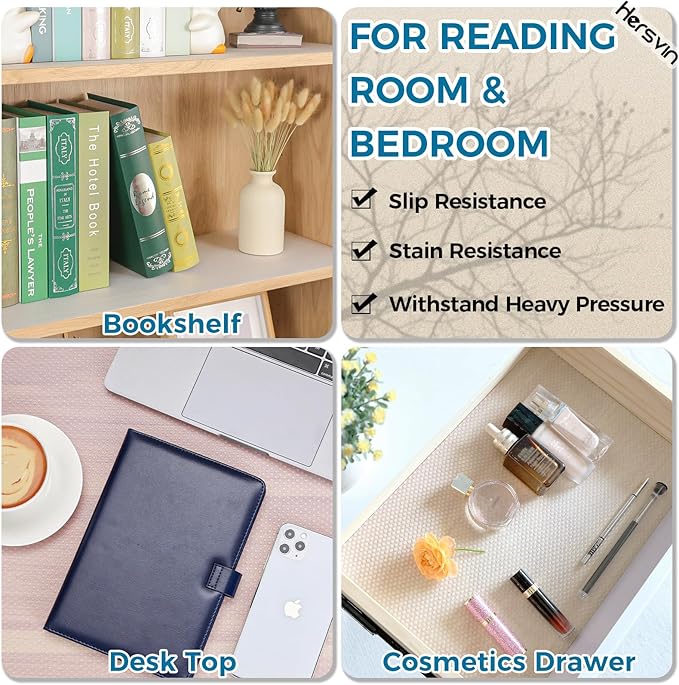 Hersvin Shelf Liners, 20in x 20ft Kitchen Drawer Mats, Non-Adhesive EVA Cupboard Protector, Cabinet Lining, Refrigerator Liner (Clear Dot)