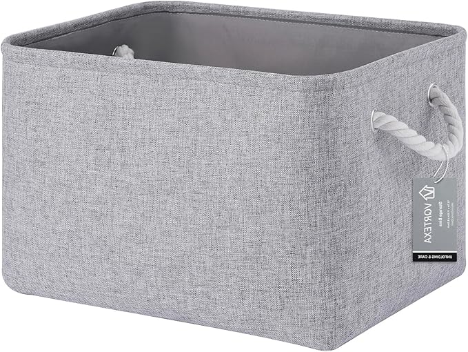 VQRTEXA Large Storage Baskets- 15x11x10 inch Storage Bins for Shelves and Closet Organizing, Foldable Fabric Bin for Home Organization Clothes and Laundry (1-Pack, Gray)