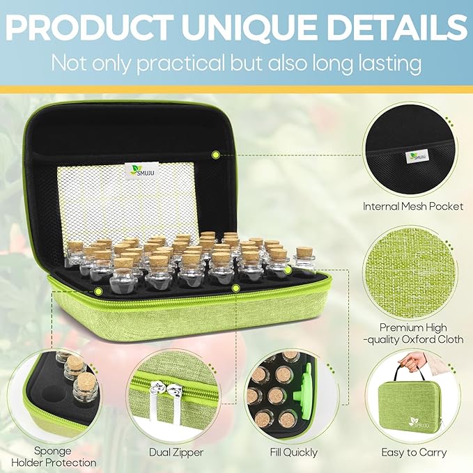 40 Slots Seed Storage Organizer with 20 Seed Envelopes, Sturdy Organizer Storage Box with Label Stickers, Glass Container for Flower Vegetable Garden Seed Saving (Seeds not Included)