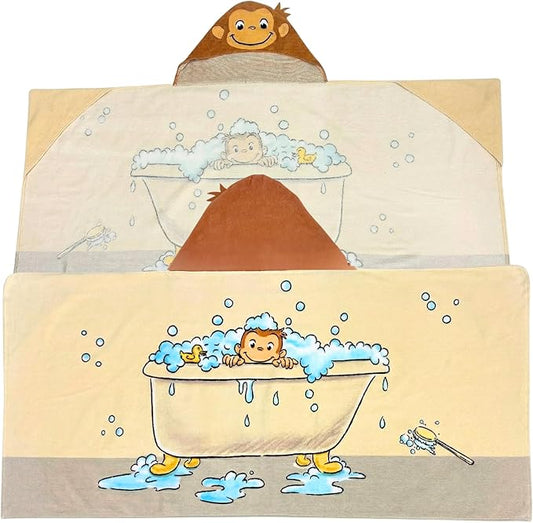 Curious George Monkey Kids Super Soft Bath/Pool/Beach Soft Cotton Terry Hooded Towel Wrap, 24 in x 50 in, Mario & Luigi, (100% Officially Licensed Product) By Franco