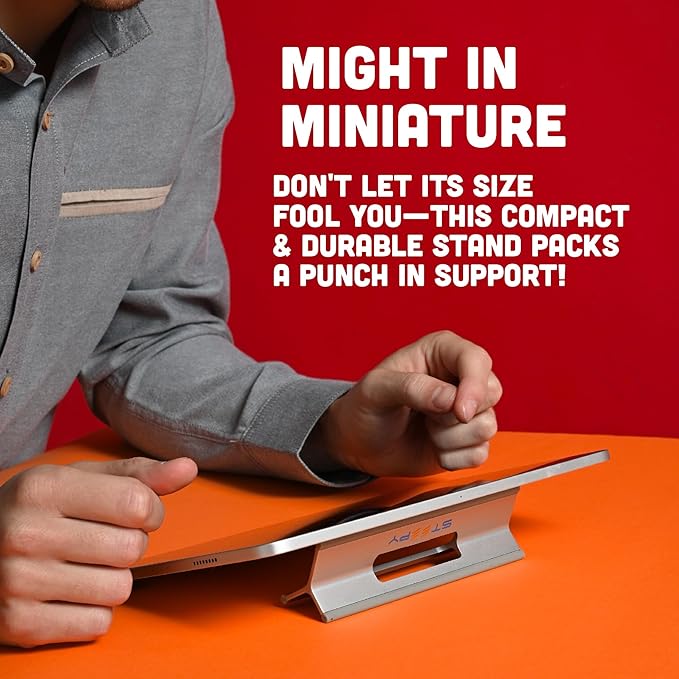 Steepy Portable Laptop Stand for Desk – Adjustable Height, & Portable Laptop Holder – Ergonomic Computer Stand for Cooling & Comfort – Slip-Proof, Sturdy Design – Universal Fit for 13-17 Inch Devices