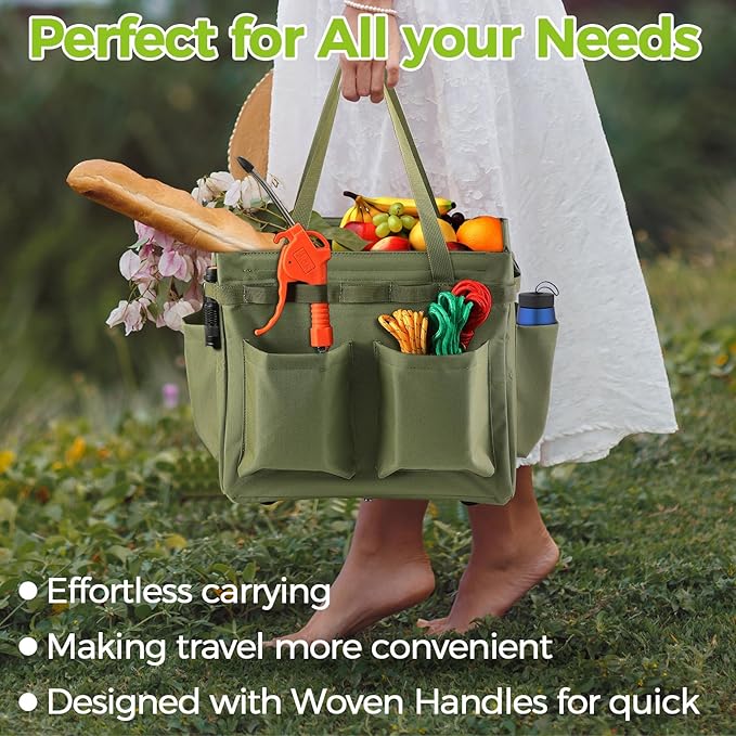 Car Trunk Organizer Multifunctional Storage Toolbox Carry Griddle,Large Grill Utensils Accessory Grilling Tools Basket Carrying Caddy Tool Tote Bag Storage Box Camp Cooking bbq Outdoor(Green)