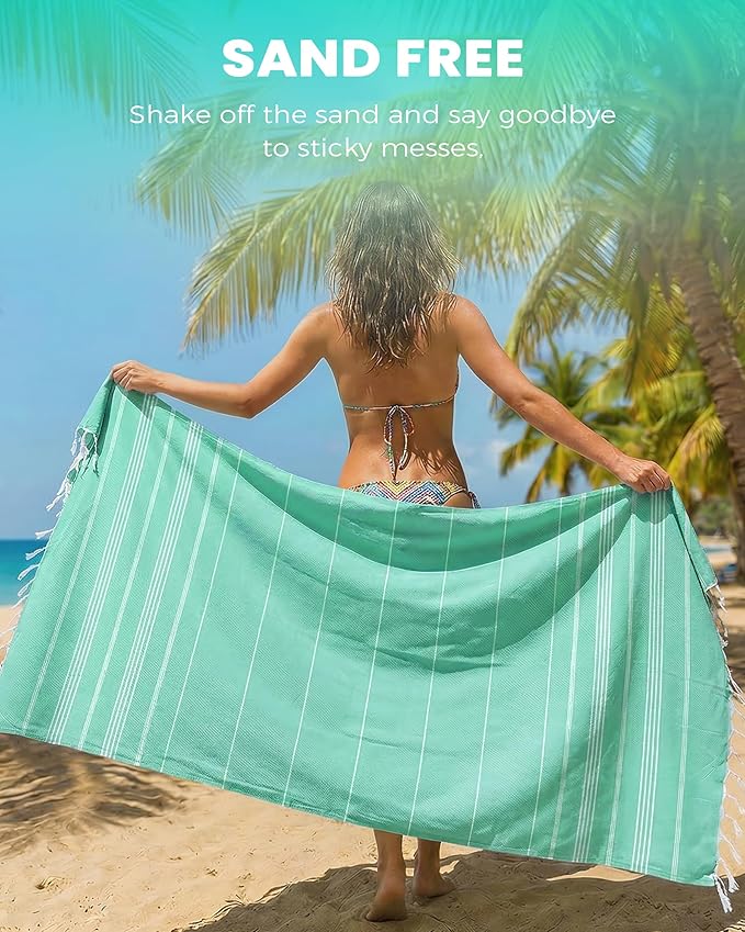 Antfuny 6 Packs Turkish Beach Towels Yoga Blanket Gym Workout Towel Men's Birthday Gift Ideas for Father's Day Dad Husband Brother Uncle Son Daughter Boyfriend Male Boss Grandpa Him Appreciation Green