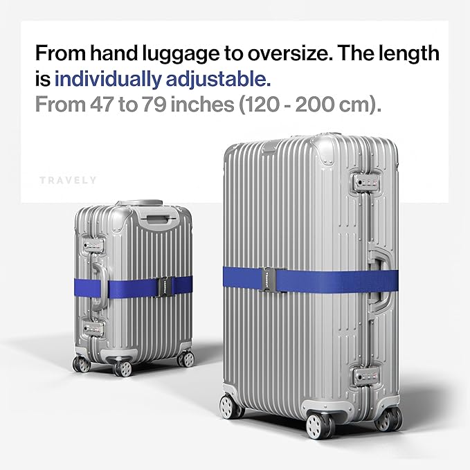 TRAVELY Luggage Straps - Particularly conspicuous & Secure - Incl. 4 Name Tags - Luggage Strap Ideal crosswise - [Set of 4]