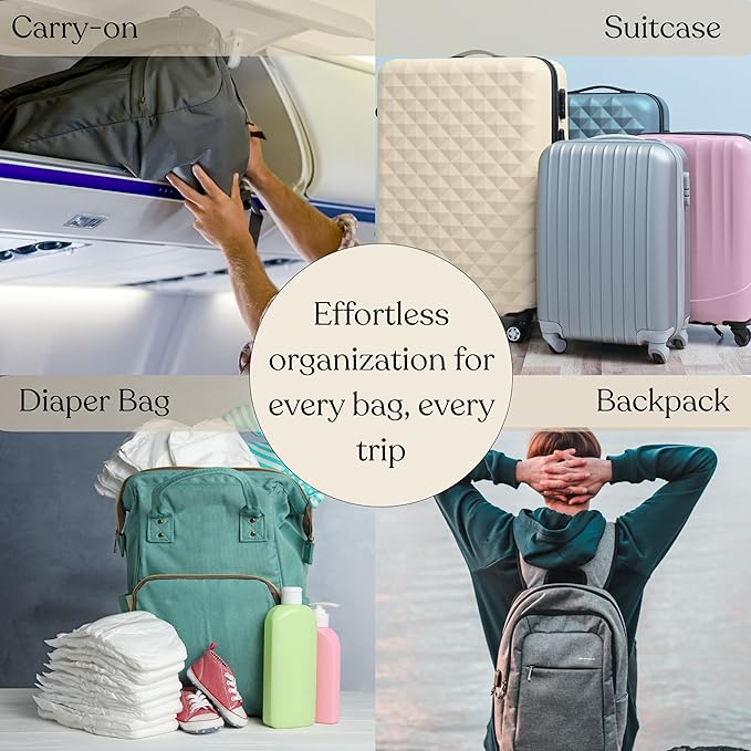 9 Set Packing Cubes - Suitcase Organizer, Cute Packing Cubes, Travel Bags Organizer for Luggage with Hanging Toiletry and Shoe Bag, Travel Essentials for Women, Men and Kids -Blue Flower