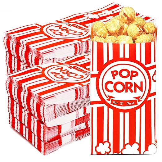 Homrelaxy 300 Pcs Paper Popcorn Bags, 1 oz Popcorn Bags Individual Servings, Bulk Pop Corn Sleeves for Pop Corn Machine, Movie Night, Cinema, Carnival, Party, Concessions