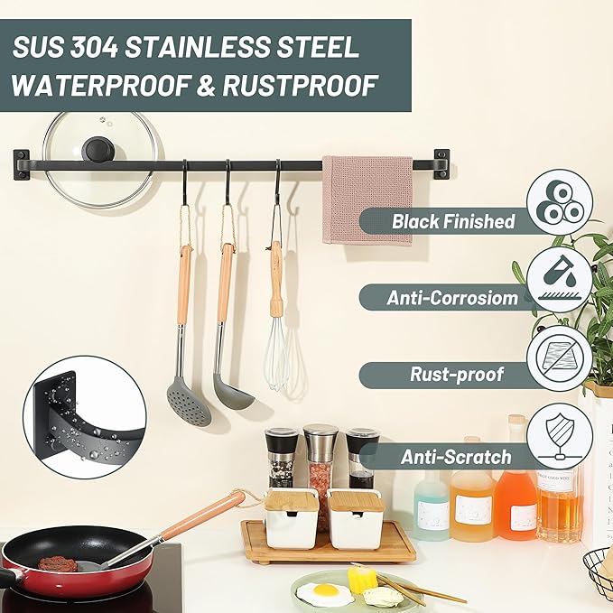 Bathroom Towel Bar, 32 inch Towel Racks for Bathroom Wall Mounted, SUS304 Stainless Steel Heavy Duty Towel Holder Bathroom Accessories Modern Home Decor, Matte Black Finished