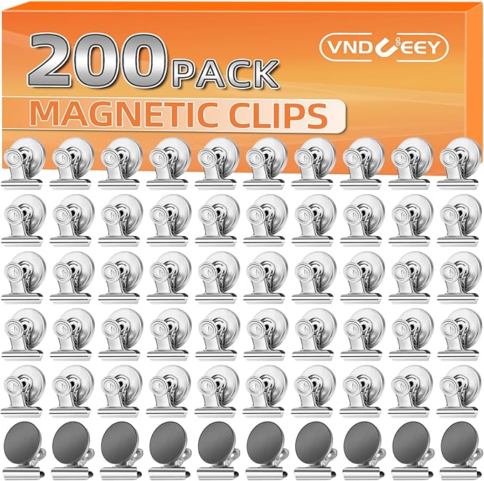 VNDUEEY 200 Pack Magnetic Clips Fridge Magnets, Magnetic Paper Clip, Whiteboard Magnets Refrigerator Magnet, Strong Magnet Clips for Home, Office,Teaching, School Locker