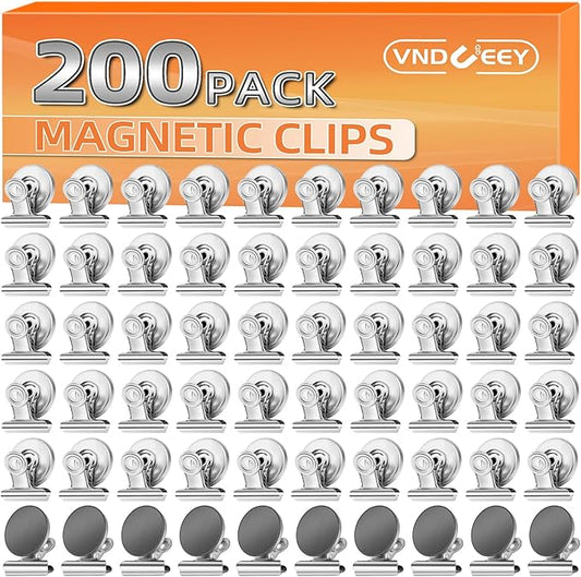 VNDUEEY 200 Pack Magnetic Clips Fridge Magnets, Magnetic Paper Clip, Whiteboard Magnets Refrigerator Magnet, Strong Magnet Clips for Home, Office,Teaching, School Locker