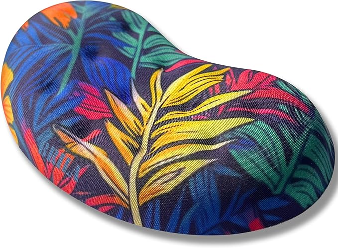 BRILA Ergonomic Memory Foam Mouse Wrist Rest Support Pad Cushion for Computer, Laptop, Office Work, PC Gaming - Massage Holes Design - Wrist Pain Relief (Vibrant Plants)