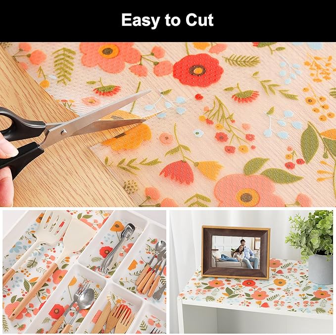 Cooyes Shelf Liner – Premium Non-Adhesive Cabinet & Drawer Liner for Kitchen – Waterproof Shelf Paper with Modern Pattern – Durable EVA Cabinet Mat – Easy to Cut (23.6" W x 360" L)