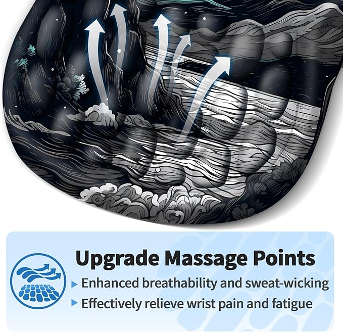 YIWEI Ergonomic Mouse Pad with Wrist Rest - Comfortable Office Mousepad with Memory Foam Wrist Support for Carpal Tunnel Relief, Mouse Pads with Non-Slip Base for Gaming and Home (Moon-2)