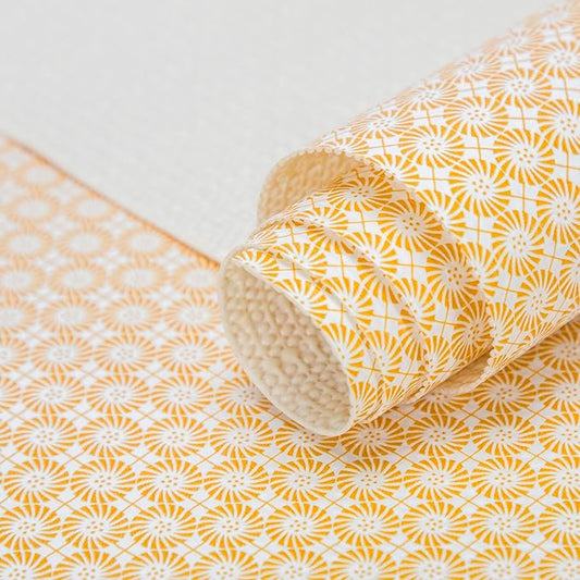 RAY STAR 18X96 Inch Shelf Liner for Kitchen Cabinets, Non-Adhesive Cabinet Liner Washable, PVC Drawer Liner for Dresser Non-Slip Bathroom (Yellow Circle)(1 Roll)