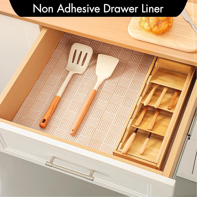 Cooyes Shelf and Drawer Liner for Kitchen Cabinets – Non-Adhesive, Waterproof, Non-Slip Cabinet Liners for Scratch Protection, Desk, Refrigerator, Shelves, Drawers with Modern Pattern