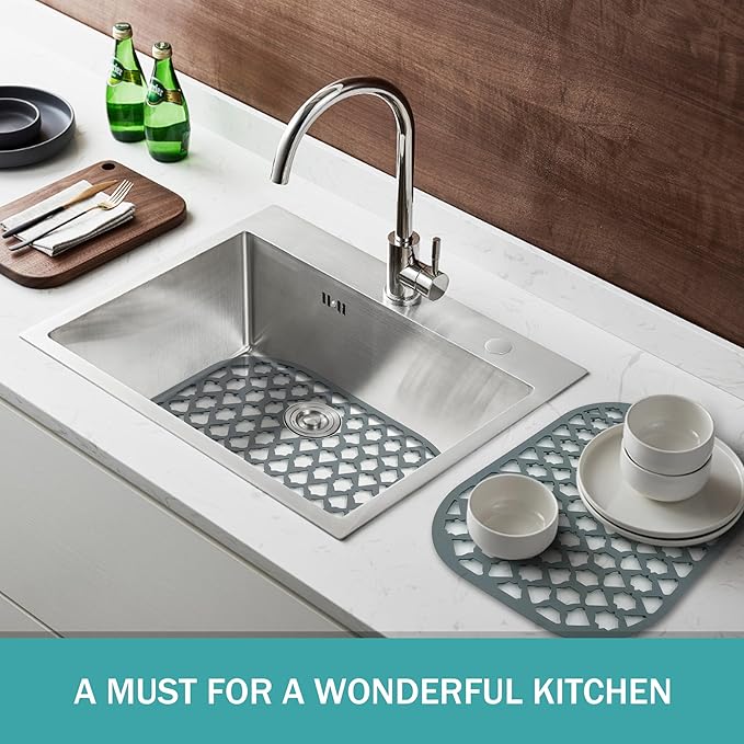 Sink Protectors for Kitchen Sink, Kitchen Sink Accessory - Silicone Mats Grid for Stainless Steel Strainer Bottom of Farmhouse Porcelain sinks (13”x11”, 2 Packs)