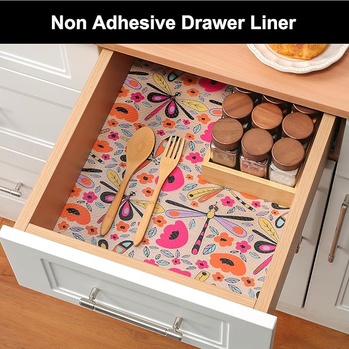 Cooyes Shelf Liner – Non-Slip Cabinet & Drawer Liner for Kitchen – Non-Adhesive Waterproof Shelf Paper with Modern Pattern – Durable EVA Cabinet Mat – Easy to Cut (Amethyst,23.6" W x 236" L)