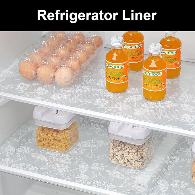 Cooyes Shelf Liners for Kitchen Cabinets, Refrigerator Liners Waterproof & Oil-Proof Kitchen Cupboard Liner Drawer Mats EVA Material Non Adhesive Fridge Liner for Shelves (11.8" W x 118" L)