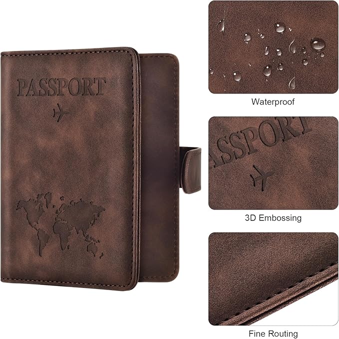 Eoehro Passport Holder for Travel Essentials, Passport Wallet Cover Case for Travel Must Haves Accessories,Passport Book Holders for Women and Men(coffee)