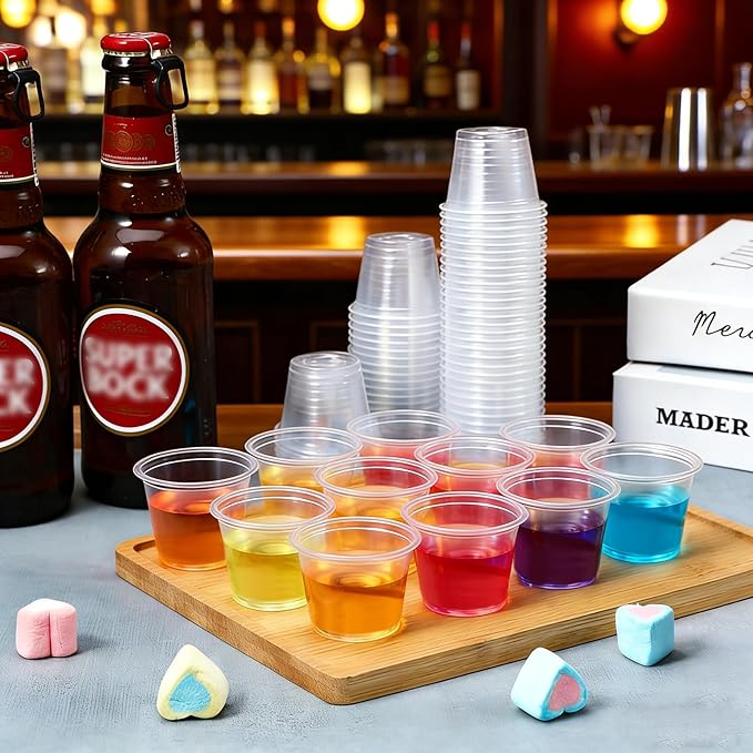 Lamosi 500 Pack 1 oz Shot Clear Plastic Cups, Small Disposable Party Cups, Plastic Glasses For Whiskey, Vodka, Tequila, Sauce, Sample Tasting