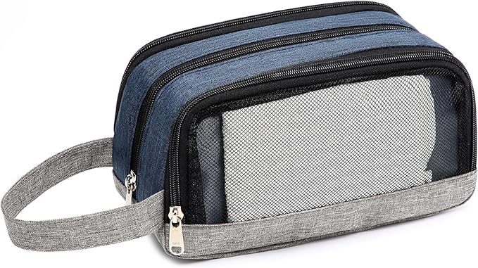 Yeiotsy Men's Travel Toiletry Bag – Color Clash Dopp Kit with Mesh Pockets, Durable Shaving Organizer for Gym, Camping & Weekend Trips