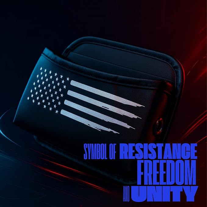 American USA Flag Car Seat Side Pocket Organizer, Multi Compartment Leather Velcro Storage Bag Pouch for Sunglasses Key Card Clutter, Truck Pickup Accessories Interior and Travel Essentials