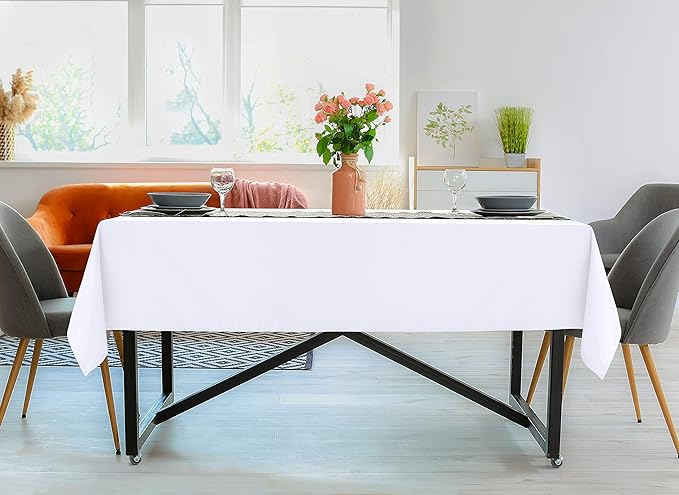 Utopia Kitchen Rectangle Table Cloth 1 Pack(90x132 Inches, White), Tablecloth Machine Washable, Polyester Table Cover for Dining, Buffet Parties, Picnics, Events, Weddings and Restaurants