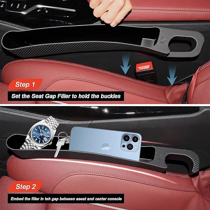 Yojunauto Car Seat Gap Filler Organizer，Auto Side Seat Gap Storage Box, Fit for Cars, Trucks Fill Gap Space Between the Console and Seats (2 Pack)