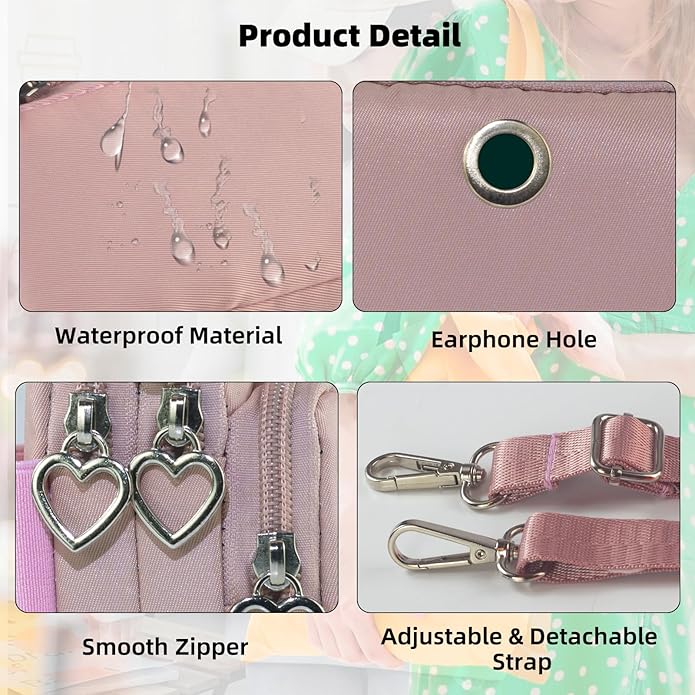 JANKS Small Crossbody Bag for Women - Mini Phone Purses with Crossbody Strap and Wallet - Nylon Arm Bag