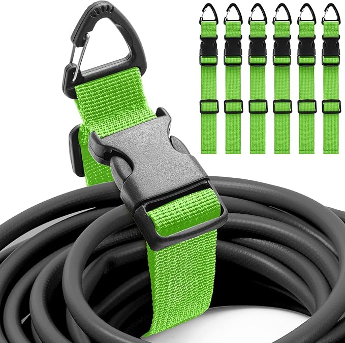 Wowangce 6 Pack 17 Inch Adjustable Extension Cord Holder Organizer with Triangle Clips for Garage Organization and Storage Heavy Duty Extension Cord Hanger for Men Workshop (Green)