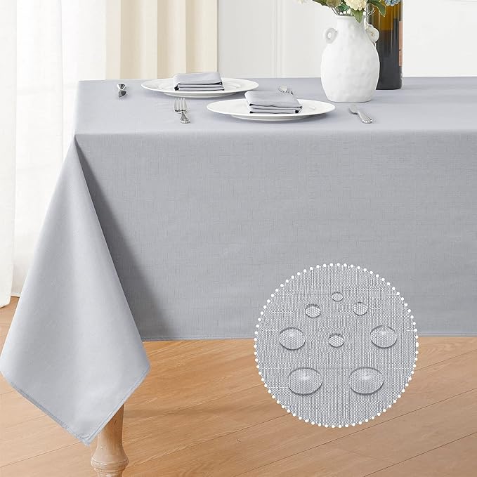 Textured Rectangle Tablecloth 52x70 inch Table Cloth Water Resistant Wrinkle Free Spill-Proof, Decorative Fabric Table Cover Washable for Banquet Parties Event Holiday Dinner, Light Grey