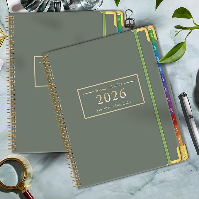 Planner -2026, Hardcover Weekly & Monthly Calendar Planner, January 2026 - December 2026, 8.5" x 11", Daily Agenda Book with Colorful Tabs, College Organizer Notebook, School & Work Supplies for Student Teacher Classroom