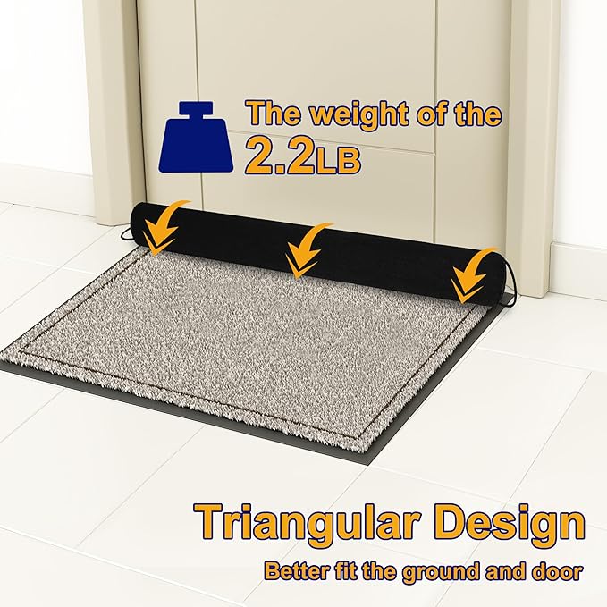 NABOWAN 30" Weighted Under Door Draft Stopper -Triangular Door Draft Blocker with Hook Loops for Easy Install, Save Energy, Home Room Essentials
