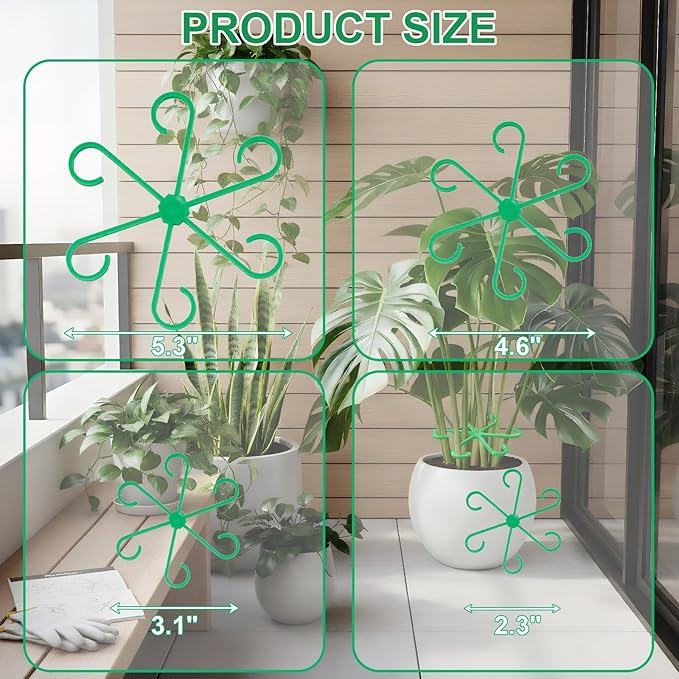 16 PCS Plant Stem Support – Reusable Plastic Plant Stem Holder for Monstera, Indoor Plant Support Clips, Gardening Accessories (Green)