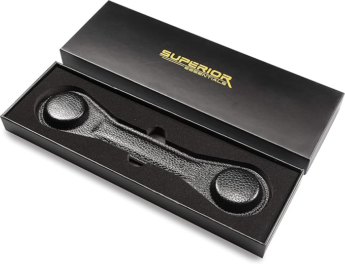 Superior Essentials Leather Bookmark Book Holder - Black Leather Paper Weights for Cookbooks, Textbooks, and Workbooks - Hands-Free Reading with Non-Slip Design and Magnetic Bookmark [1-Pack]