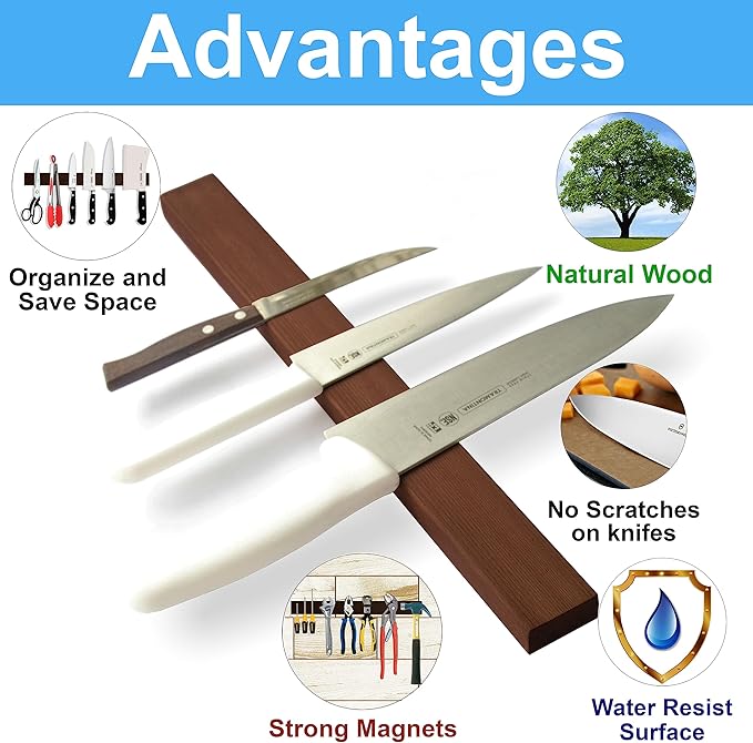 10 Inch Magnetic Knife Holder for Wall No Drilling Use as Magnetic Knife Strip - Magnetic Knife Bar - Wall Kitchen Knife Magnetic Holder
