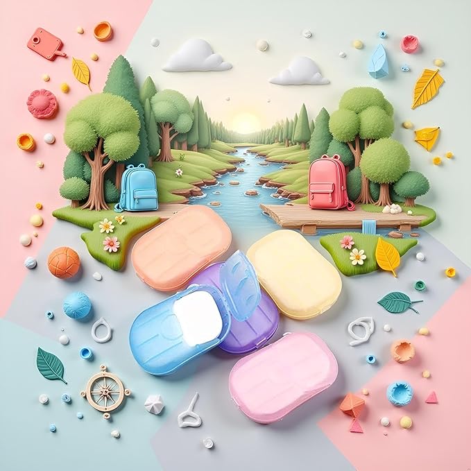 5 Boxes Eco Travel Soap Leaves, Portable Cleanser with 5 Scents,Paper Hand Cleaner Fragrance Color Soaps Papers, Soap Sheet,Paper Soaps for Travel,Hand Washing Sheets for Camping/Hiking (6.5x4cm)