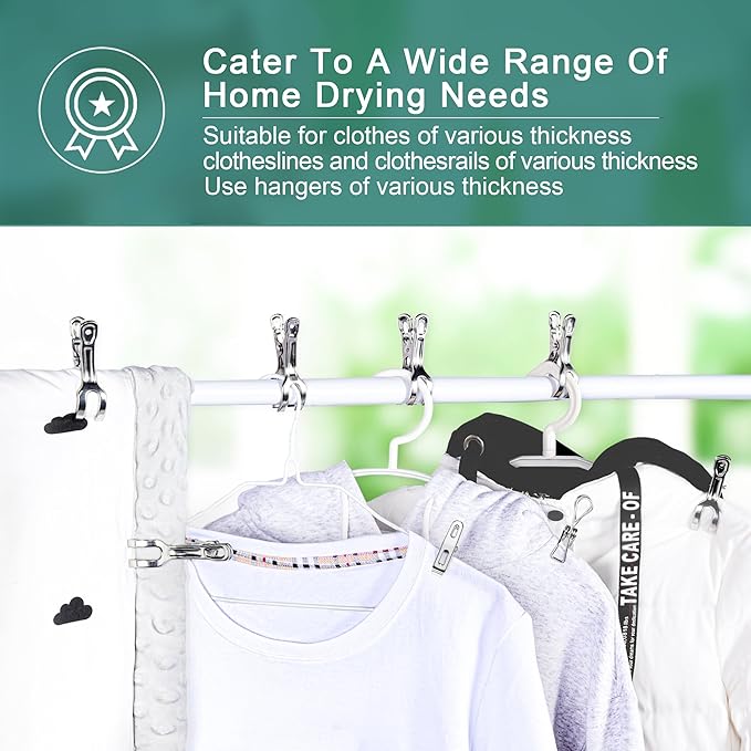 (40 PCS) Stainless Steel Clothes Pins Heavy Duty Outdoor, Mini Laundry Clothespins, Small Metal Bag Chip Clips, Food Packages, Clothesline Sock Snack Clips, PHYDELU