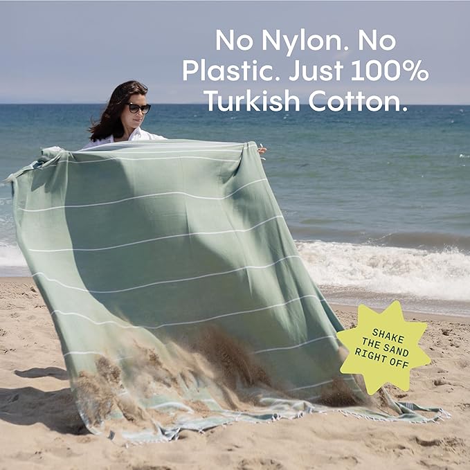 WETCAT Turkish Beach Blanket Sandproof (82"x82") 100% Turkish Cotton, Made in Turkey - Sand Free, Ultra Soft, Extra Large Throw for Picnic – Dark Coral