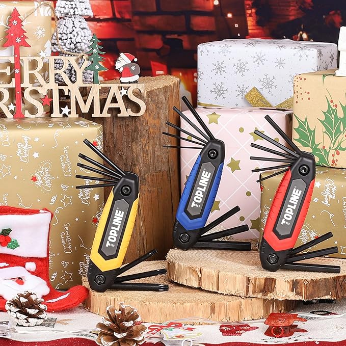 Topline 25-piece Folding Hex Key Set, 3 Pack, Portable Allen Wrenches Sets, SAE, Metric, Allen Key Set for Basic Home Repair and General Applications