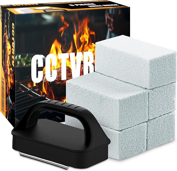 Heavy Duty Griddle Cleaning Brick with Handle, Grill Cleaner for Cleaning Flat top, Pumice Griddle Cleaning Stone Removing Stains for BBQ, Swimming Pool, Sink (5 Pack)