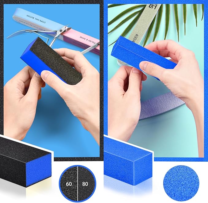 TsMADDTs Nail Manicure Kit with 3 Nail Files, 2 Buffer Blocks, Cuticle Tool with Trimmer, Pusher and Cuticle Oil for Women Nail Care