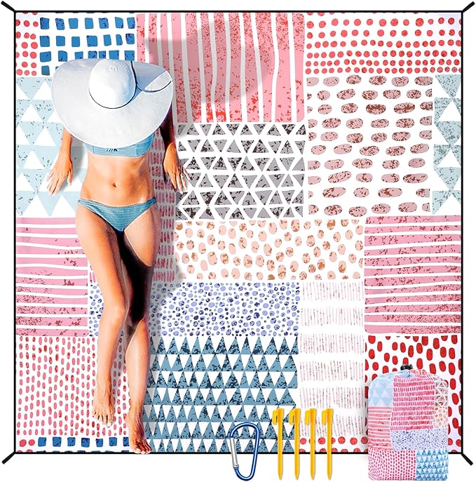 Beach Blanket Waterproof Sandproof Extra Large Beach Mat 79" X 83"/120"x108" for 1-8 Adults Quick Drying Durable Outdoor Picnic Mat for Beach Travel Camping Hiking
