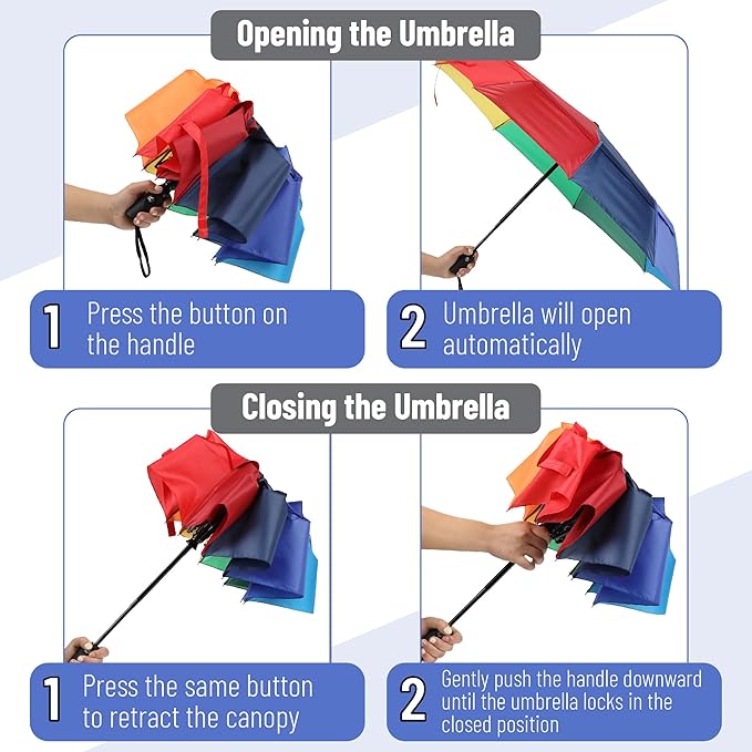 Mr. Pen- Windproof Travel Umbrella, Small Water-Resistant Automatic Folding Umbrella for Rain and Sun, Light, Compact and Portable for Women & Men, Fits Car & Backpack