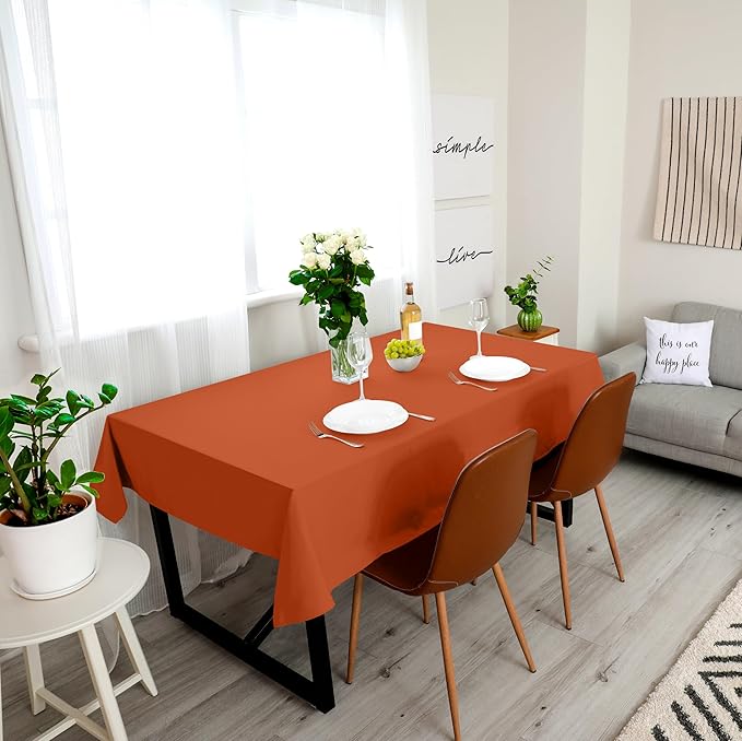 Utopia Kitchen Rectangle Table Cloth 2 Pack (60x102 Inches, Orange), Machine Washable Polyester Table Cover for Dining, Buffet Parties, Picnics, Events, Weddings, and Restaurants